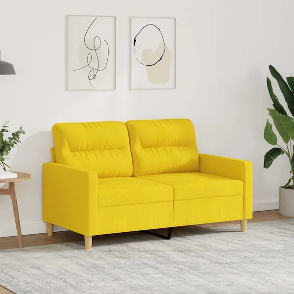 Sofá de 2 lugares 120 cm tecido amarelo-claro