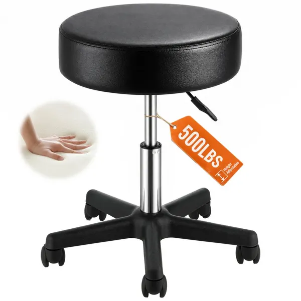 Banqueta rolos altura ajustável 181,4 kg, preta
