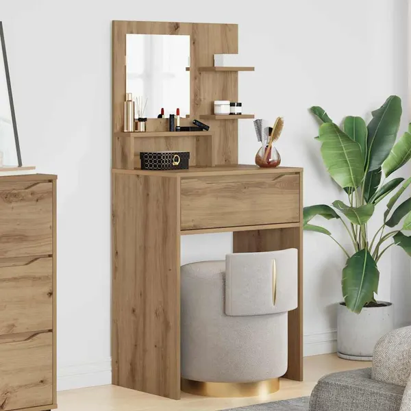 Mesas de Maquiagem para Quarto com gaveta Carvalho Artesanal