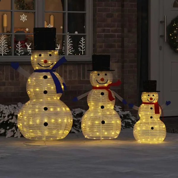 Família de Bonecos de Neve de Natal 3 pcs Branco quente tecido