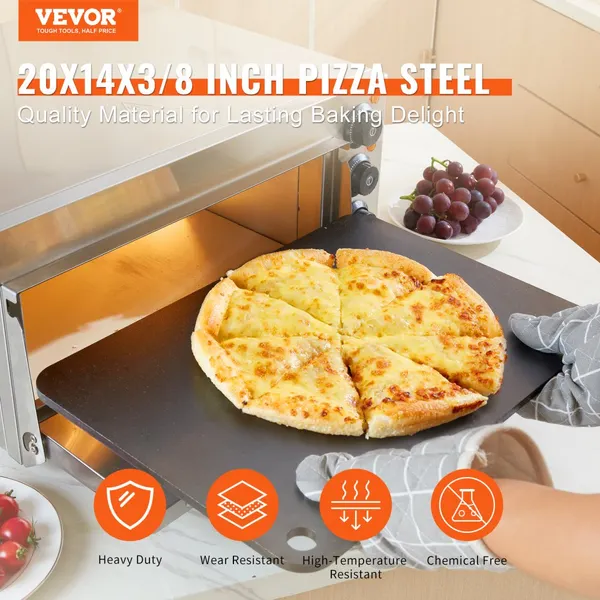 Chapa pizza aço 20"x14"x3/8", pré-temperada, 20X condução