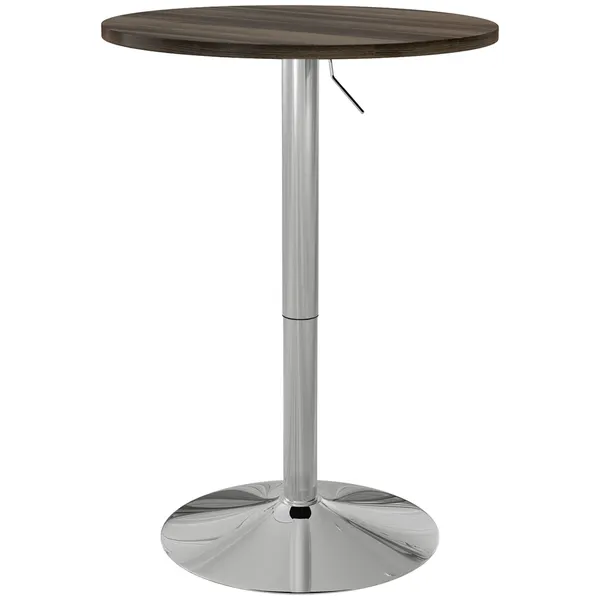 Mesa Alta Cocina Mesa Alta Bar Redonda para 2 Altura ajustable 69-91 cm Tampo Giratorio 360° Base de acero para Sala Sala de Cena Cocina 60x60x91 cm Nogueira