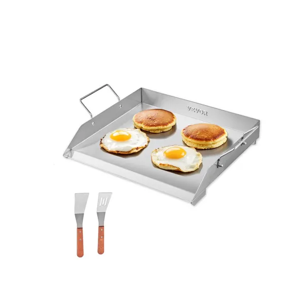 Placa teppanyaki aço inox 18x16" universal com alça