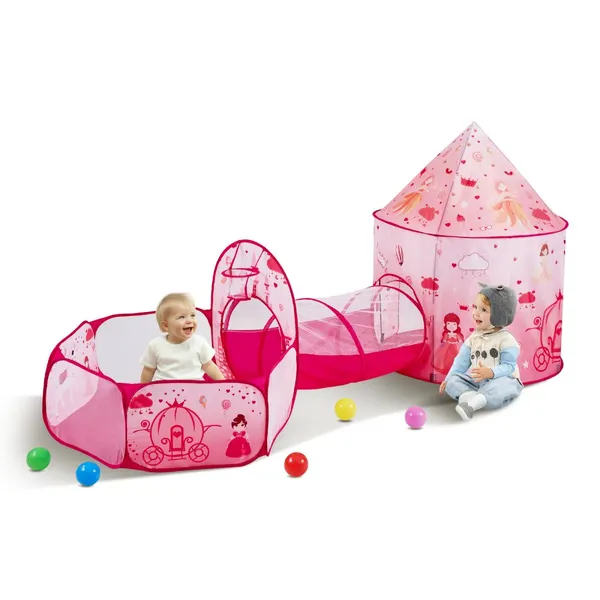 Tenda infantil 3 em 1 com túnel, multicolor, portátil