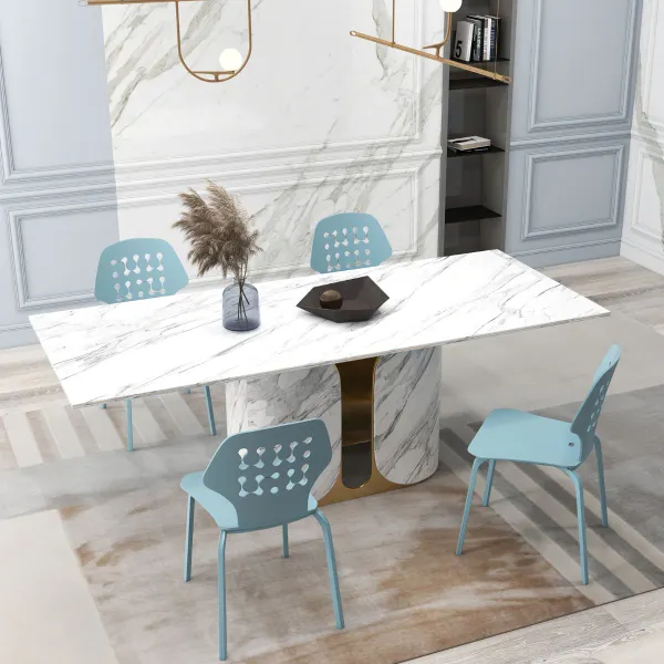 Conjunto 4 Cadeiras Sala Jantar Metal Modernas Costas Ocas Patas Reforçadas