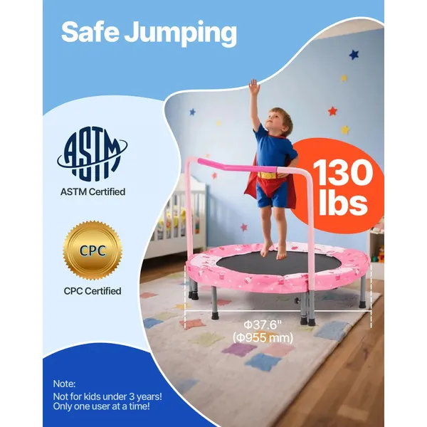 Trampolim 91cm dobrável alça crianças 3+