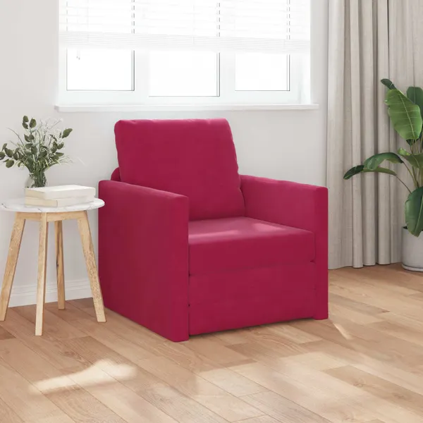 Sofá-Cama Vinho Vermelho 74 x 77 x 81 cm Veludo