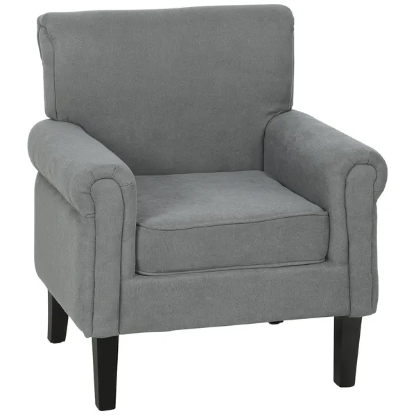 Poltrona Estafada en Tela Poltrona Relax con Apoyo para los Brazos Assento Amovible y Lavable Pés de Madeira para Dormitorio Estilo Moderno Carga 150kg 79x78x87 cm gris oscuro