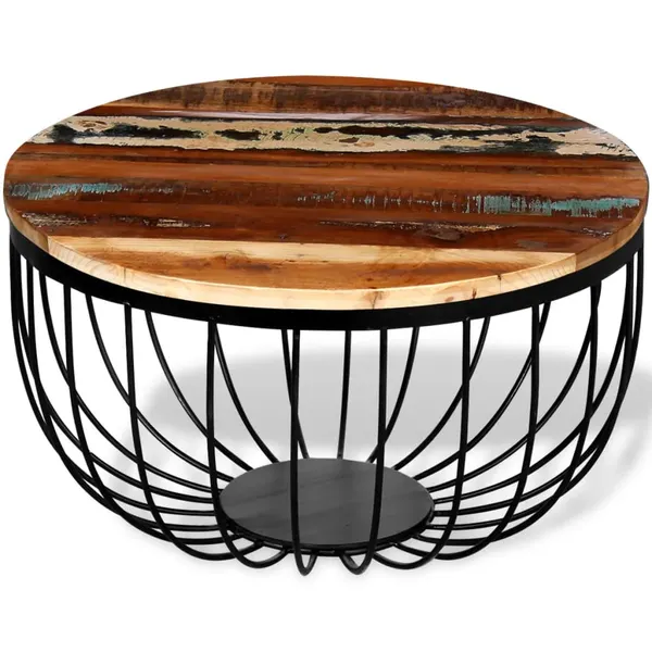 Mesa de centro em madeira reciclada maciça