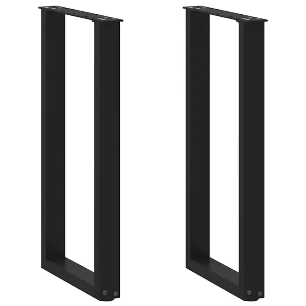 Pés de mesa de console em forma de U, 2 peças, preto, 28x(72-73) cm, aço