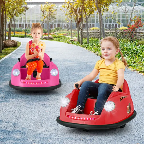 Coche de Choque Eléctrico para Niños de 12V con Control Remoto Luces LED Música Giro de 360° Juguete para Bebés Niños de 2-5 Años