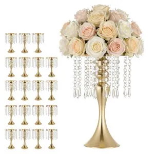 Vasos Casamento 20pcs 33,5cm Cristal Dourado
