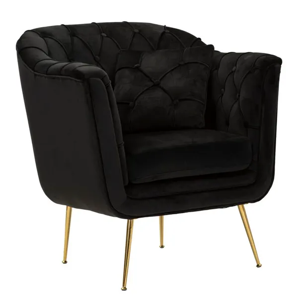 Poltrona Budapest Preta com Almofada 88x83x91 cm
