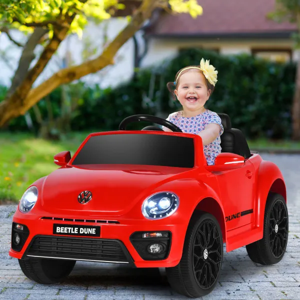 Voiture Électrique Volkswagen Beetle pour Enfants 12V avec Télécommande Lumières Musique