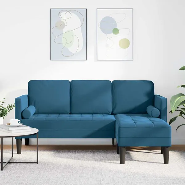 Conjunto de Sofás com almofada Azul Poliéster