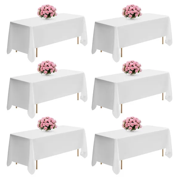 Toalha de mesa rectangular 70x120" branca 6 unidades