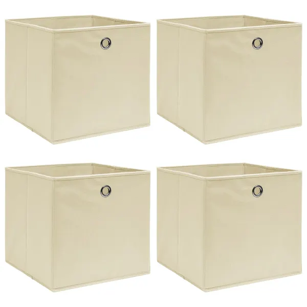 Caixas de arrumação 4 pcs 32x32x32 cm tecido creme