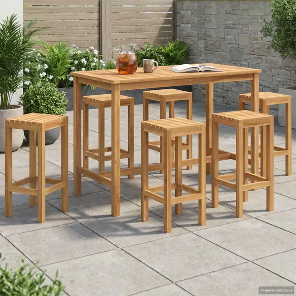 Conjunto de Bar ao Ar Livre 7 pcs Não tratado