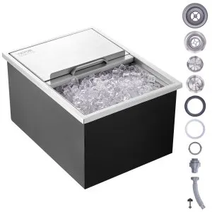 Caixa de gelo 61x46x33 cm, inox, capa deslizante
