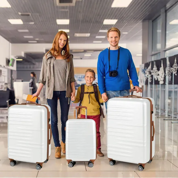 Conjunto de 3 Malas Rígidas com Fechadura TSA, Rodas 360° e Puxadores Telescópicos