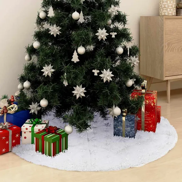 Saia de árvore de Natal de luxo branca 150 cm pele sintética