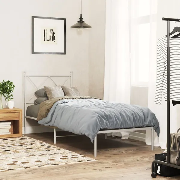 Estrutura de cama sem colchão com cabeceira 75x190 cm branco