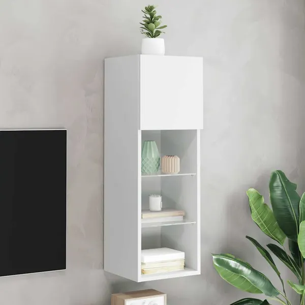 Móvel de TV com luzes LED 30,5x30x90 cm branco