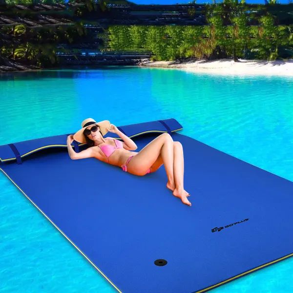 Matelas Flottante Mousse XPE Écologique avec Oreiller Enroulable pour 3-5 Personnes 270x180x3,5cm
