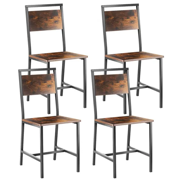 Cadeiras jantar 4 unidades madeira metal castanho