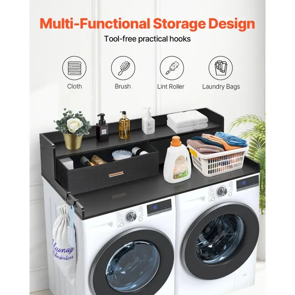 Bancada Máquina Lavar 2 Gavetas 54" x 27" Preta