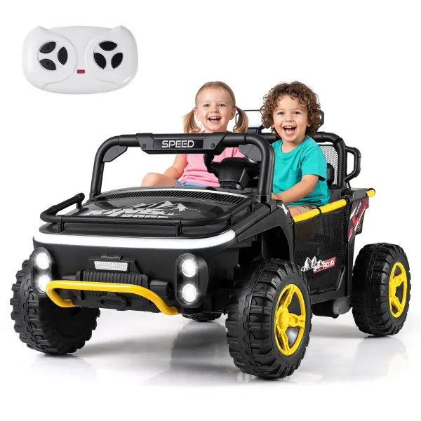 Voiture Électrique pour Enfants 24V 2 Places avec Télécommande Musique Lumières et Connectivité Sans Fil Noir