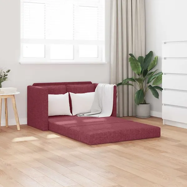 Sofá-cama sem pés 112x174x55 cm tecido vermelho tinto