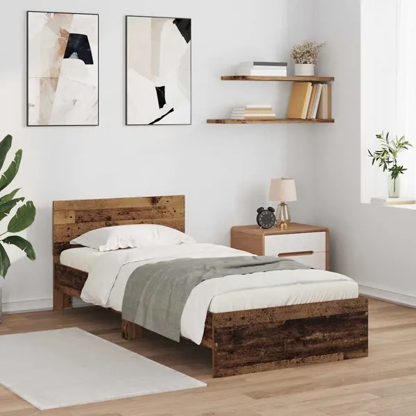 Estrutura da Cama com cabeceira Madeira Antiga 100 x 200 cm