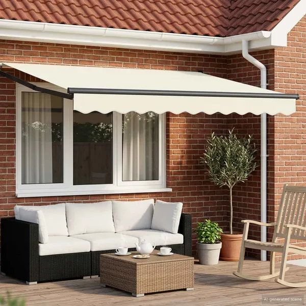 Toldo retrátil Creme 2,5 x 2 m Poliéster com revestimento PU