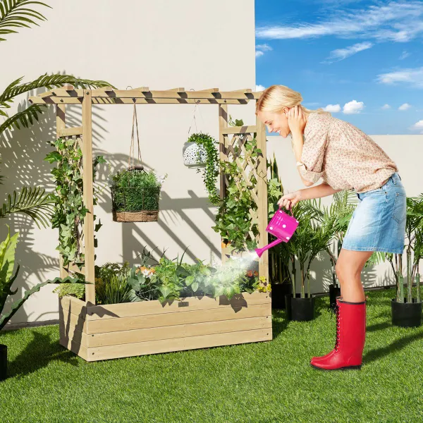 Jardineira Elevada com Treliça Arqueada e Tecto Suspenso 100x44x113,5 cm