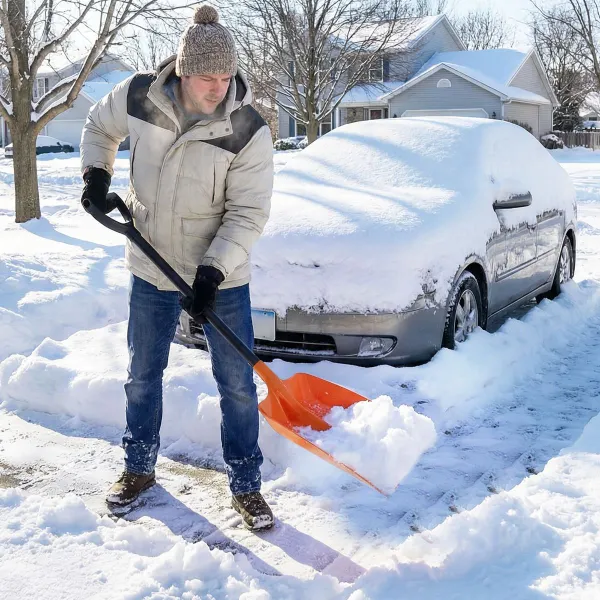 Pá para Neve Portátil Leve com Poste de Alumínio e Asa Ergonómica