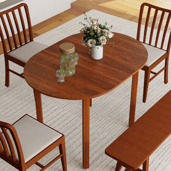 Tavolo da Pranzo Ovale 110x78cm - Legno Robusto con Piedini Antiscivolo