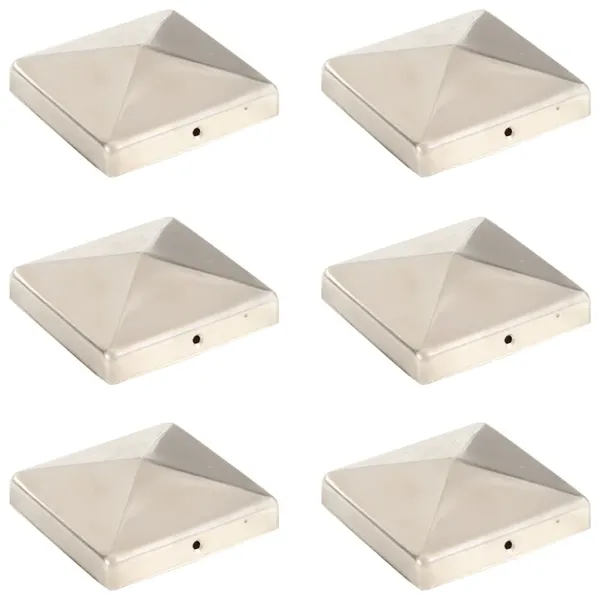 Tampas piramidais postes vedação 6pcs aço inoxidável 101x101mm