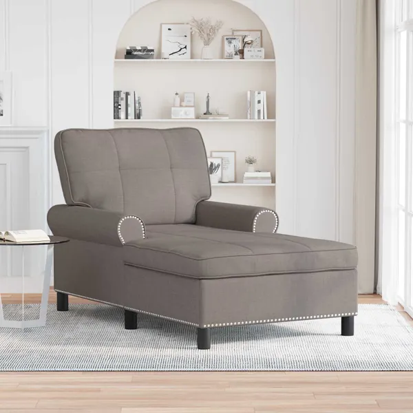 Chaise Lounge Cinzento-acastanhado 91 x 157 x 91 cm tecido