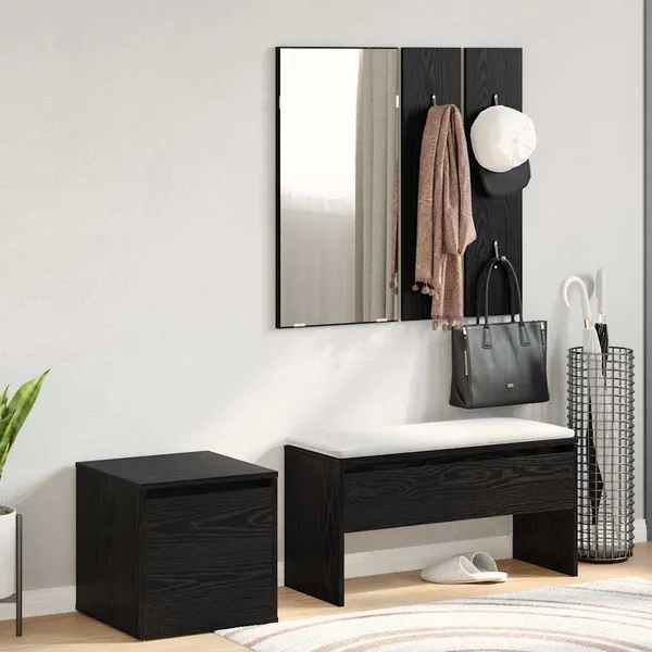 Conjunto de móveis de corredor com gaveta 3 pcs Carvalho preto