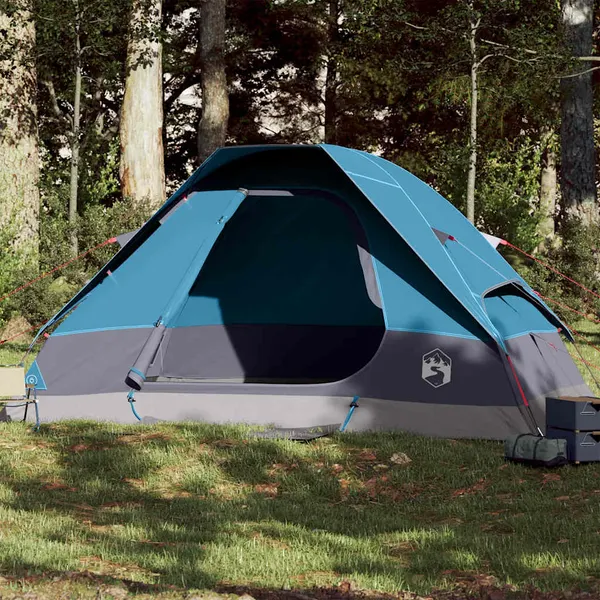 Tenda familiar em cúpula para 6 pessoas impermeável azul