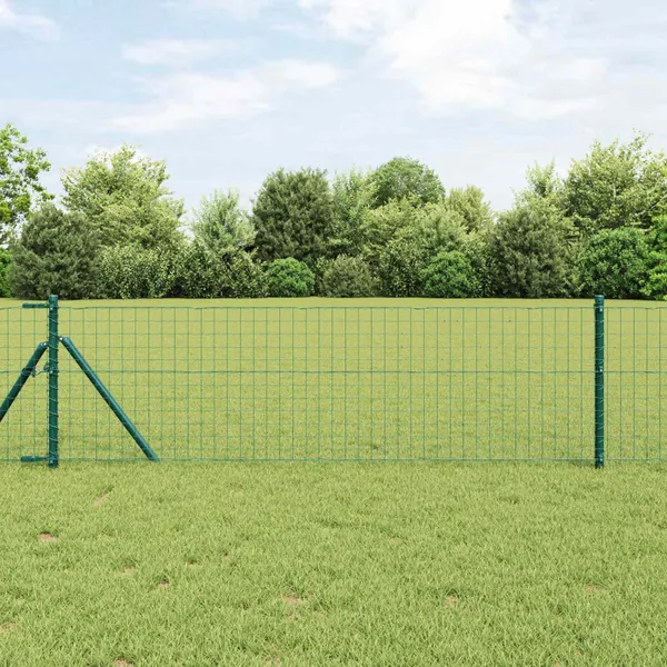 Poste de Cerca 2 pcs Verde 50 cm Aço com Revestimento em Pó