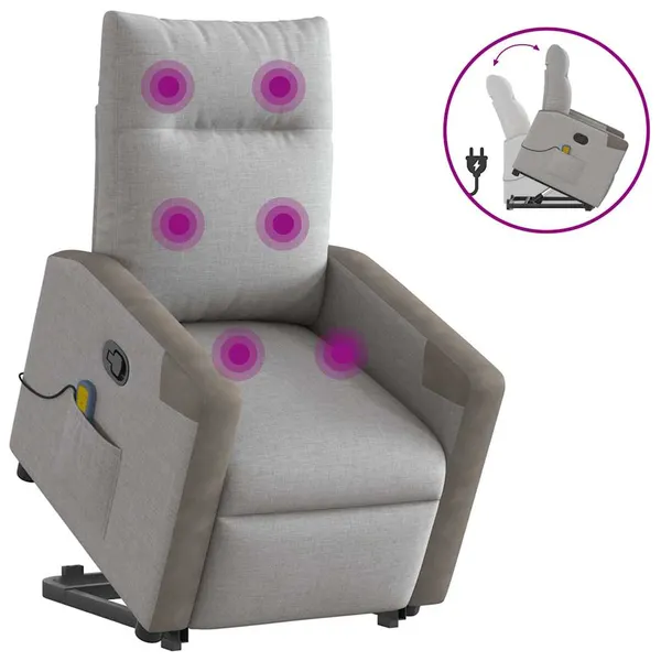 Poltrona elevatória de massagens tecido cinzento-nublado