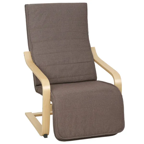 Poltrona de Sala de Estar com Apoio para os Pés Ajustáveis Poltrona para Dormitório Estofada em Tecido com Estrutura de Madeira Carga 120 kg para Escritório Estúdio 66,5x94x100 cm Marrom