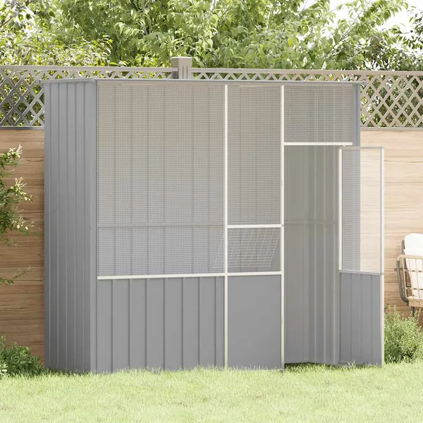 Gaiola p/ pássaros 215x78x200 cm aço galvanizado cinzento