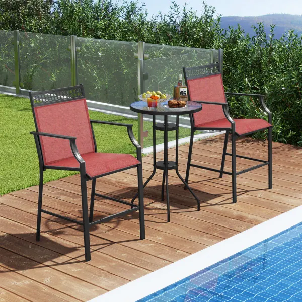 Set di 2 Sgabelli da Bar con Poggiapiedi - Altezza Bancone per Patio