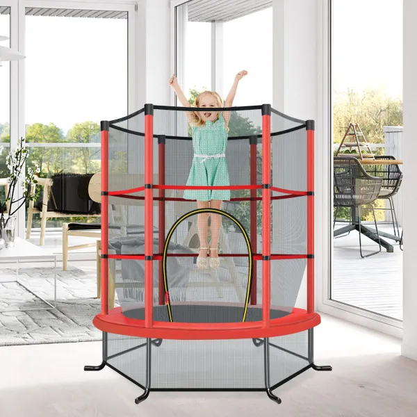 Trampoline Enfant 165 cm avec Filet de Sécurité 360° et Protection Mousse