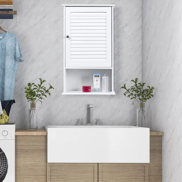 Armario de Baño de Pared con 3 Estantes Ajustables 42 x 70 cm Puerta Mueble