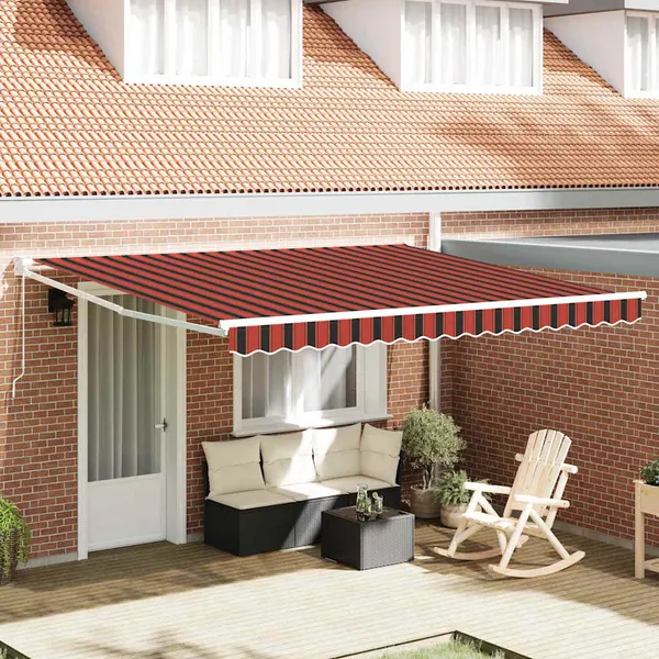 Toldo Manual Vermelho e Preto 350 x 250 x 165 cm Poliéster