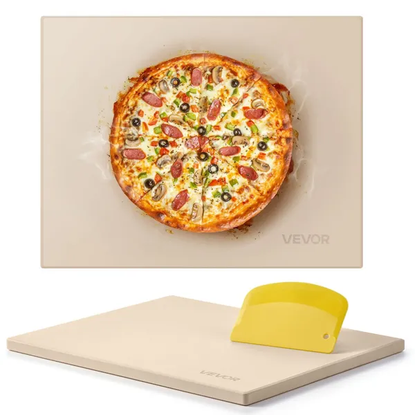 Pedra pizza 38x30cm, cordesite 15mm, com raspador